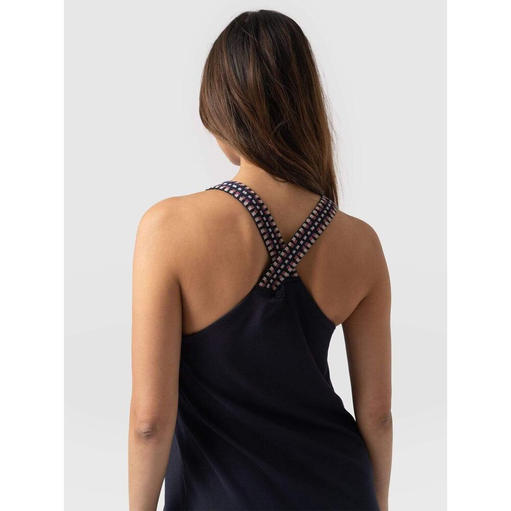 Saint + Sophia Sunset Dress, Navy Blue, Chevron, Flowy, Long, 48in Length Sz 2 - Picture 2 of 13